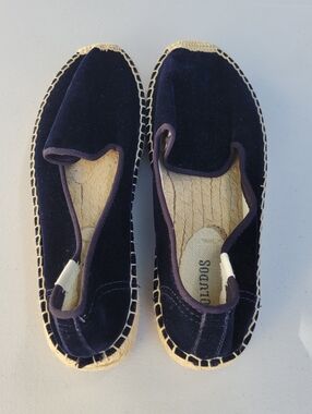 Soludos Men Black Velvet Espadrille Slip-Ons Size 9